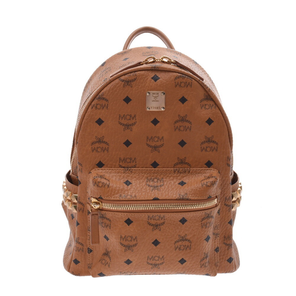 MCM Visetos Backpack Studs Cognac Leather